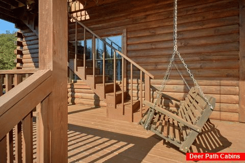 Cabin with Porch Swing and Picnic Table - A Beary Happy Place