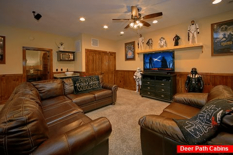 Media Room with Surround Sound in Game Room - Alpine Mountain Lodge