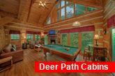 2 bedroom cabin with fireplace and pool table