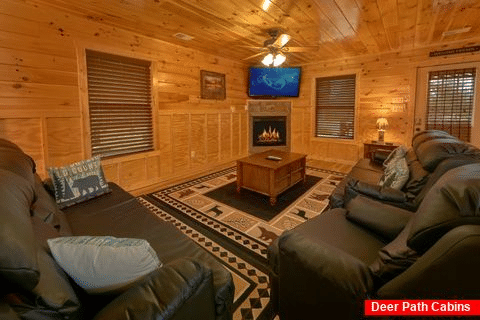 Living Room with Fireplace and Recliners - Bear Cove Lodge