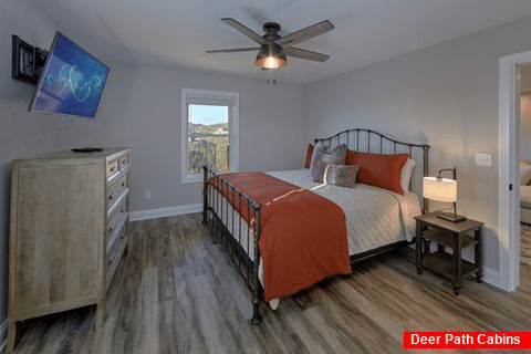 King Bedroom with Mountain Views in rental cabin - A Castle in the Clouds