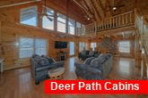 Spacious living room in 6 bedroom cabin rental