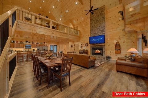 Living Room on Main Floor in 5 Bedroom Cabin - A Mountain Paradise