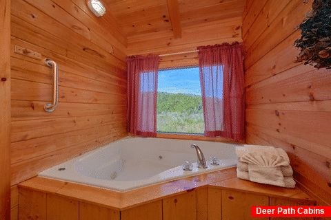 Private Jacuzzi tub in cabin master bedroom - Cabin Fever