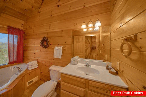 Cabin Master bathroom with Jacuzzi Tub - Cabin Fever