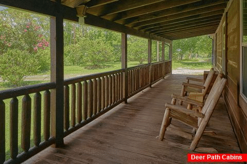 3 bedroom cabin with rocking chairs on deck - A Step Away