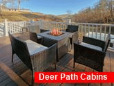 Cabin rental with outdoor fire pit and hot tub