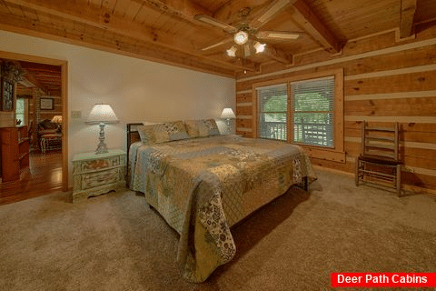 Master bedroom with King bed in 3 bedroom cabin - Dogwood Acre