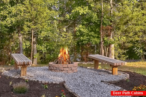 Fire pit and hot tub at 2 bedroom cabin rental - Southern Magnolia