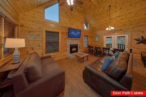 Spacious Living Room With Gas Fireplace - Bear Play