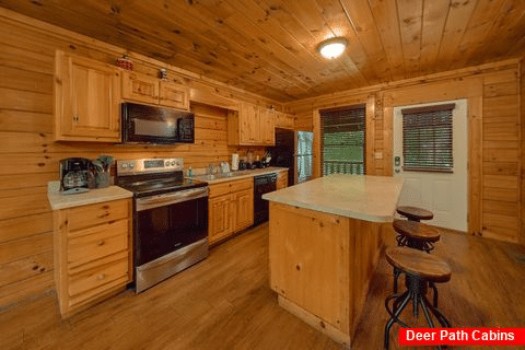 Fully Equipped Kitchen with Bar Seating - Bear Shack