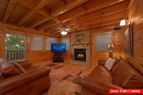 Living Room with Fireplace and Mountain View - Sugar and Spice