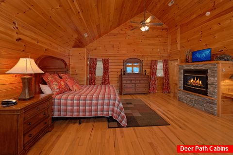 Master Bedroom with King Bed and Fireplace - Sugar and Spice