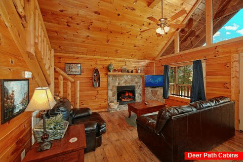 Cozy Living Room in Two Bedroom Cabin - Poolside Cabin