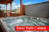 Cabin with oversize hot tub with waterfall 