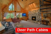 Cabin with Large Stone Fireplace and View