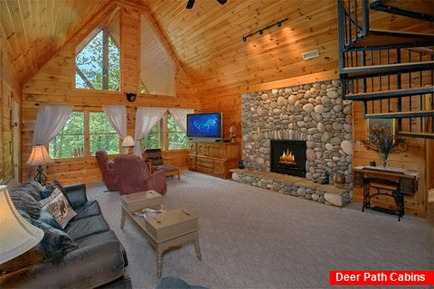 Cabin with Large Stone Fireplace and View - Big Bear