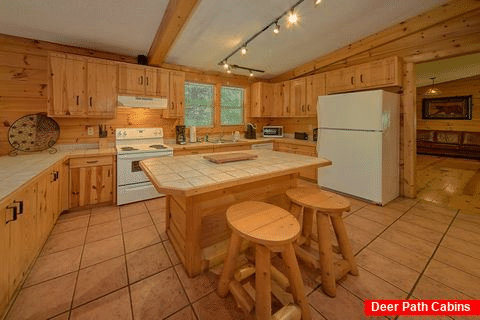 Fully furnished kitchen in 3 bedroom cabin - A Step Away