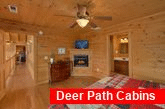 Cabin Master Bedroom with fireplace and TV